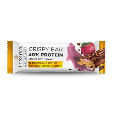Luxoya Crispy Bar Fehérjeszelet 45g - Strawberry (Eper)